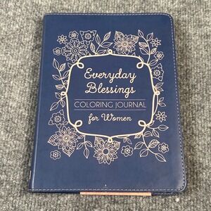 Everyday Blessings Coloring Journal for Women Christian Devotional Blue Leather
